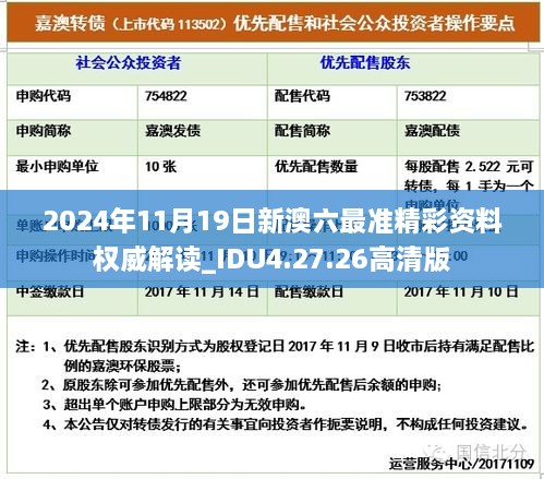 2024年11月19日新澳六最准精彩资料权威解读_IDU4.27.26高清版