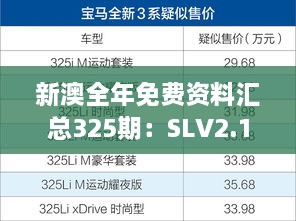 新澳全年免费资料汇总325期：SLV2.15.70版本统计分析与解释