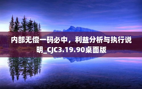 内部无偿一码必中，利益分析与执行说明_CJC3.19.90桌面版