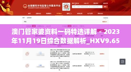 澳门管家婆资料一码特选详解 - 2023年11月19日综合数据解析_HXV9.65.79全球版