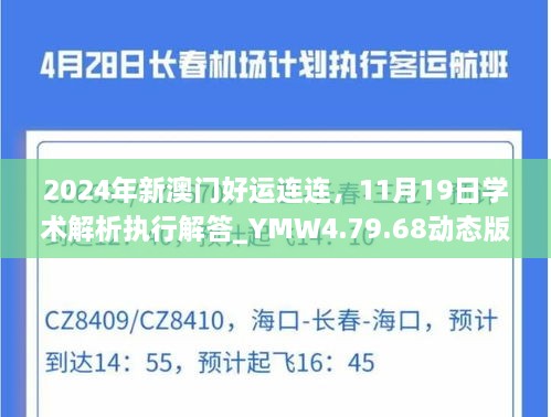 2024年新澳门好运连连，11月19日学术解析执行解答_YMW4.79.68动态版