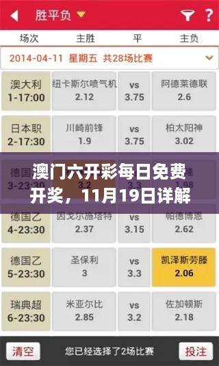 澳门六开彩每日免费开奖，11月19日详解解析执行_UBK3.52.63中级版