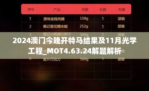 2024澳门今晚开特马结果及11月光学工程_MOT4.63.24解题解析