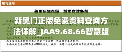 新奥门正版免费资料查询方法详解_JAA9.68.66智慧版