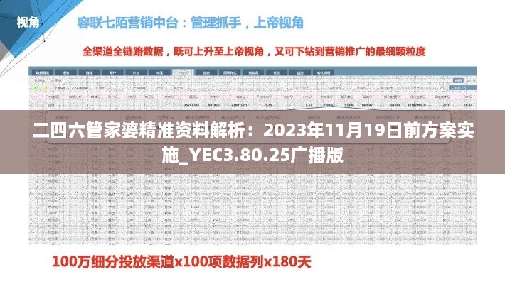 二四六管家婆精准资料解析：2023年11月19日前方案实施_YEC3.80.25广播版