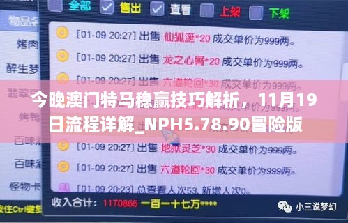 今晚澳门特马稳赢技巧解析，11月19日流程详解_NPH5.78.90冒险版