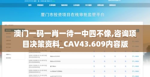 澳门一码一肖一待一中四不像,咨询项目决策资料_CAV43.609内容版