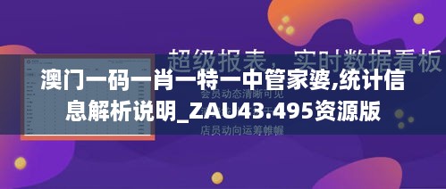 澳门一码一肖一特一中管家婆,统计信息解析说明_ZAU43.495资源版