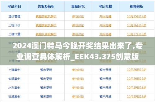 2024澳门特马今晚开奖结果出来了,专业调查具体解析_EEK43.375创意版