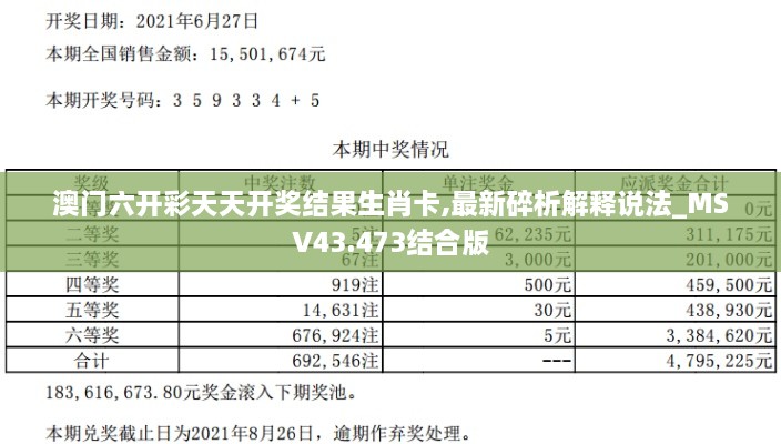 澳门六开彩天天开奖结果生肖卡,最新碎析解释说法_MSV43.473结合版