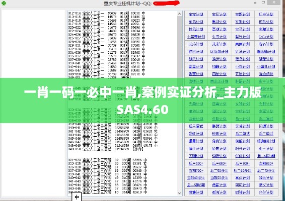 一肖一码一必中一肖,案例实证分析_主力版SAS4.60