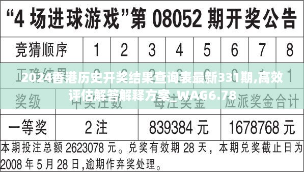 2024香港历史开奖结果查询表最新331期,高效评估解答解释方案_WAG6.78