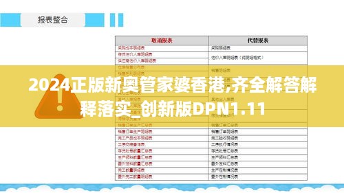 2024正版新奥管家婆香港,齐全解答解释落实_创新版DPN1.11