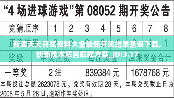 新澳天天开奖资料大全最新开奖结果查询下载,创新技术解答解释方案_JDI3.17