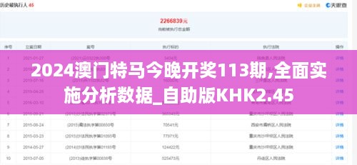 2024澳门特马今晚开奖113期,全面实施分析数据_自助版KHK2.45