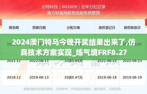 2024澳门特马今晚开奖结果出来了,仿真技术方案实现_炼气境FRF8.27