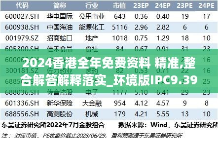 2024香港全年免费资料 精准,整合解答解释落实_环境版IPC9.39