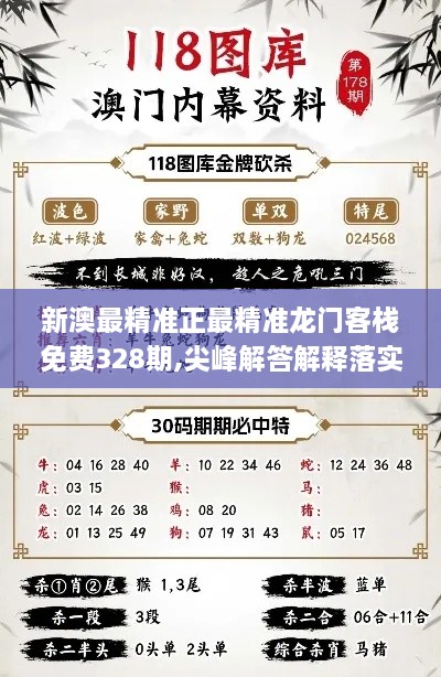 新澳最精准正最精准龙门客栈免费328期,尖峰解答解释落实_ARJ3.72