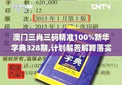 澳门三肖三码精准100%新华字典328期,计划解答解释落实_ABF2.50