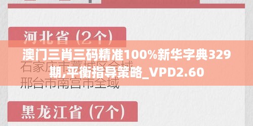 澳门三肖三码精准100%新华字典329期,平衡指导策略_VPD2.60