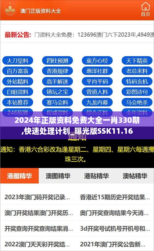 2024年正版资料免费大全一肖330期,快速处理计划_曝光版SSK11.16