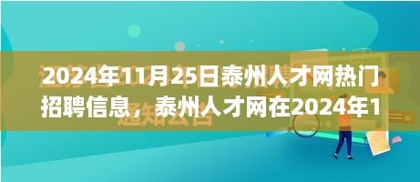 2024年11月25日泰州人才网热门招聘信息，泰州人才网在2024年11月25日的热门招聘信息全面解读