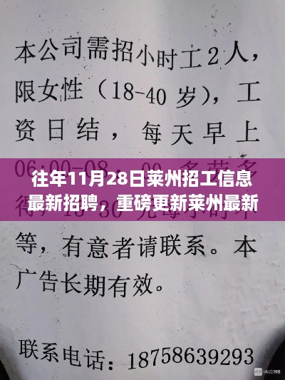 莱州最新高科技招工信息重磅发布，11月28日招聘季启动，科技职场引领未来