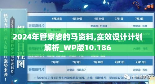 2024年管家婆的马资料,实效设计计划解析_WP版10.186