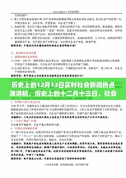 历史上的十二月十三日社会新闻热点回顾与影响分析，实时社会新闻热点演讲稿