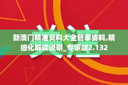 新澳门精准资料大全管家婆料,精细化解读说明_专家版2.132