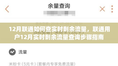 联通用户实时剩余流量查询指南，12月联通流量查询步骤