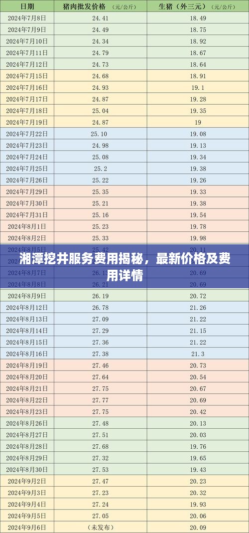 湘潭挖井服务费用揭秘，最新价格及费用详情