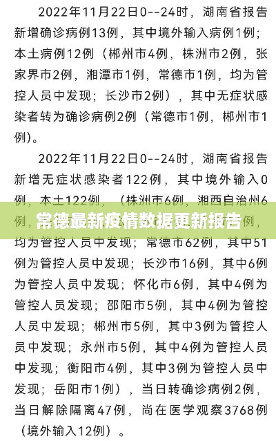 常德最新疫情数据更新报告